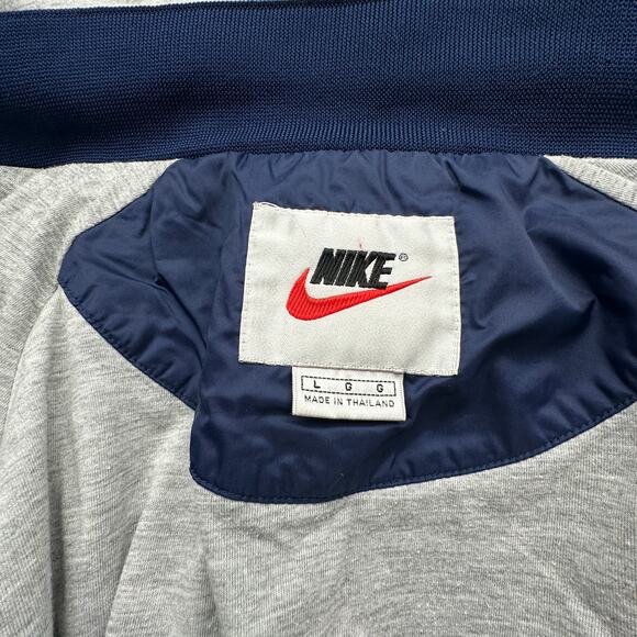 Vintage 90s Nike Lined Hooded Windbreaker Button Coach Jacket Mens Large Navy - Picture 2 of 12